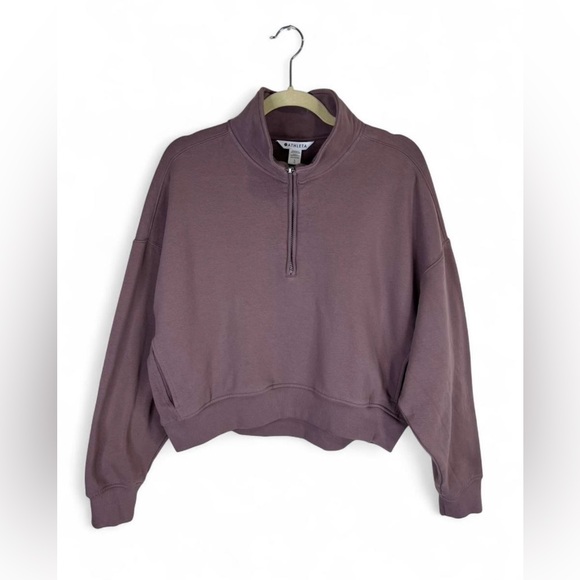 Athleta Forever Cropped Fleece 1/4 Zip Sweatshirt - Picture 5 of 8